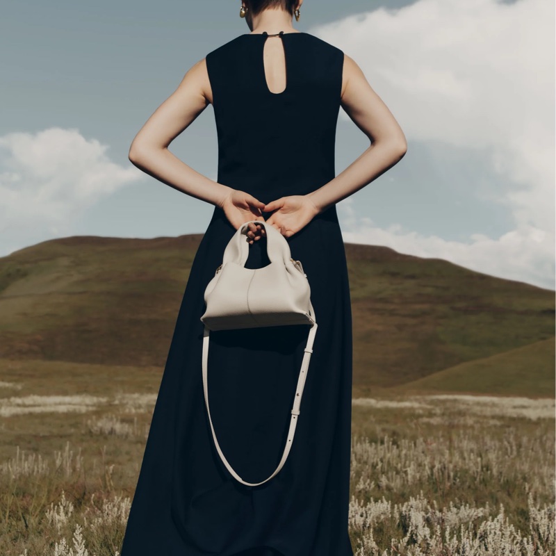 全新 法國輕奢 粉筆白polene number nine mini 可側背可手提-10