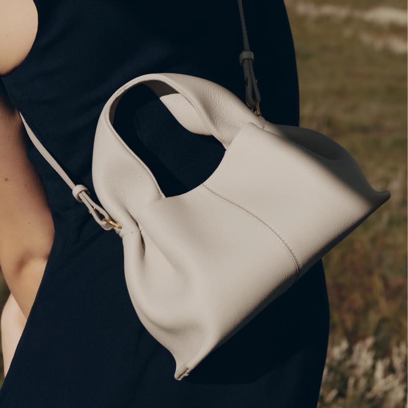 全新 法國輕奢 粉筆白polene number nine mini 可側背可手提-12