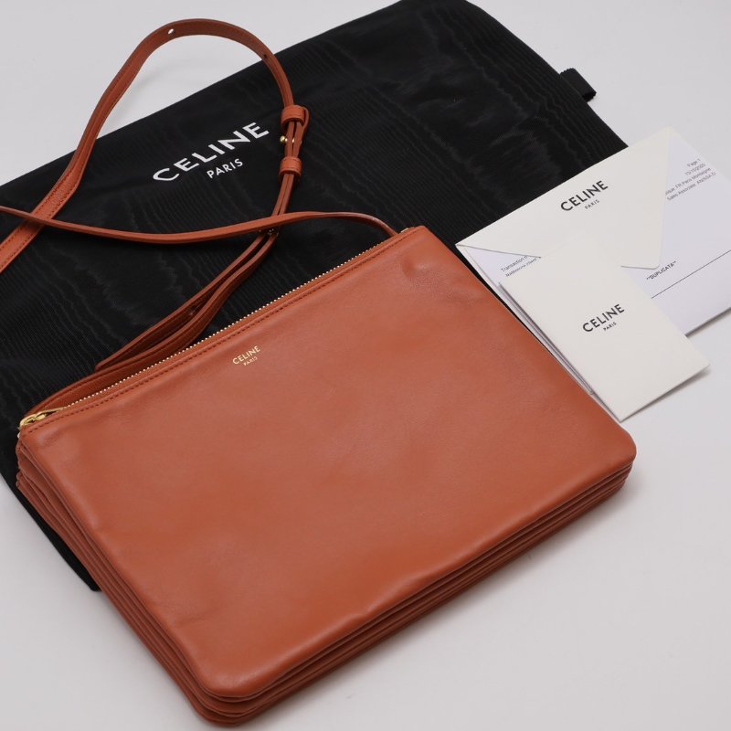 CELINE Trio多隔層斜背包 - 焦糖棕-8
