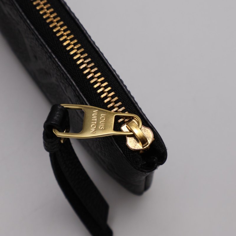 LOUIS VUITTON 壓紋牛皮鑰匙釦拉鍊零錢包 - 黑-3