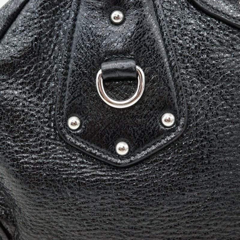 Prada 普拉達 Cervo Lux 黑色 鹿皮 銀色粗鏈條 手提包 肩背包 斜挎包-7