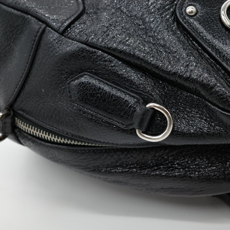 Prada 普拉達 Cervo Lux 黑色 鹿皮 銀色粗鏈條 手提包 肩背包 斜挎包-11