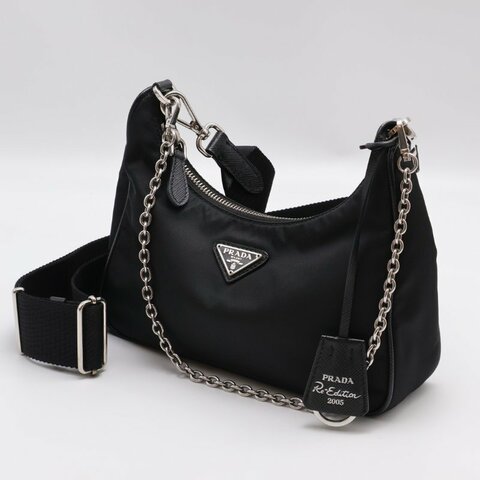 PRADA 經典三合一尼龍斜背包 - 黑銀