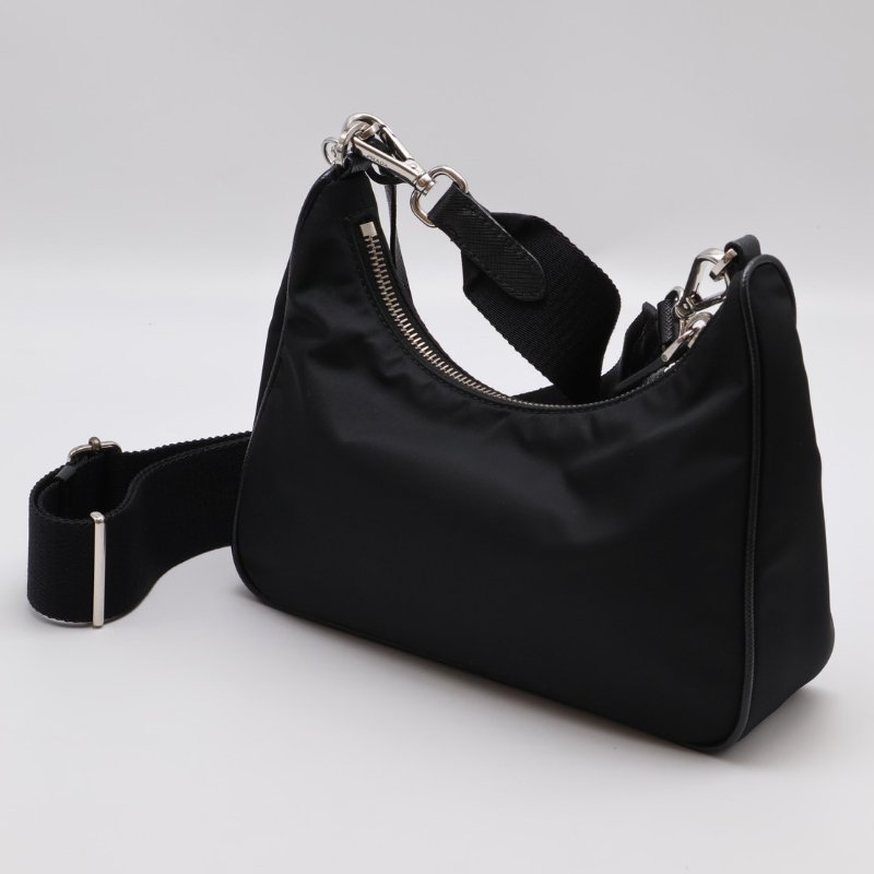 PRADA 經典三合一尼龍斜背包 - 黑銀-1