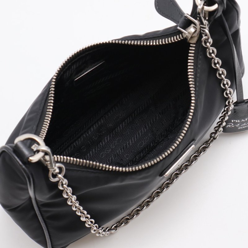 PRADA 經典三合一尼龍斜背包 - 黑銀-2