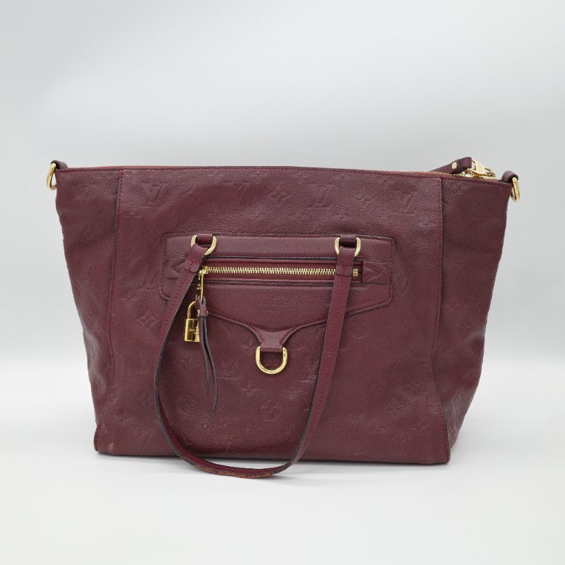 Louis Vuitton 路易威登 Lumineuse PM 莓果紫紅色 牛皮壓印 手提包 肩背包 斜挎包-0