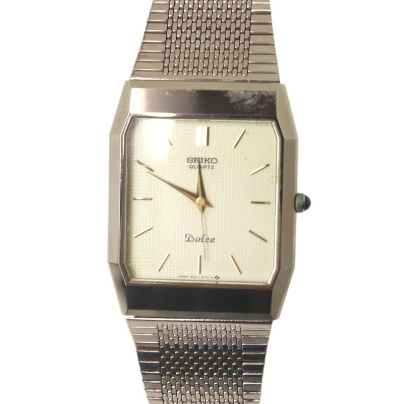 精工 Dolce 男士石英方形腕錶，金色，型號 9521-5110，錶帶可調節，最大腕圍約 21 厘米-0