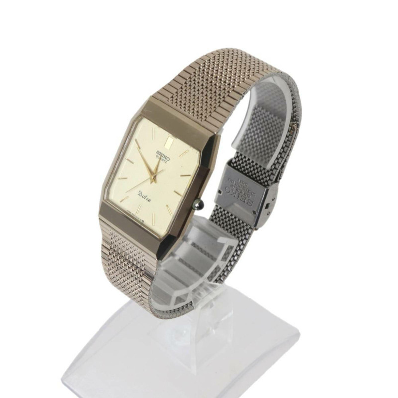 精工 Dolce 男士石英方形腕錶，金色，型號 9521-5110，錶帶可調節，最大腕圍約 21 厘米-1