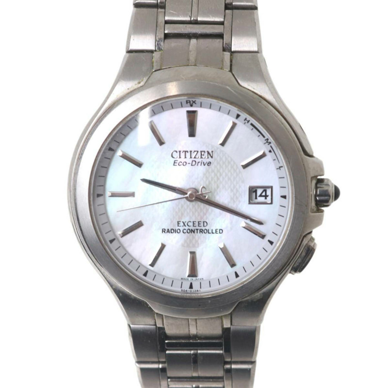 CITIZEN EXCEED Eco-Drive 男士腕錶，貝殼錶盤，3N1206 GN-4-S，銀色 H410-T003826，適合約 19 公分手腕。-0