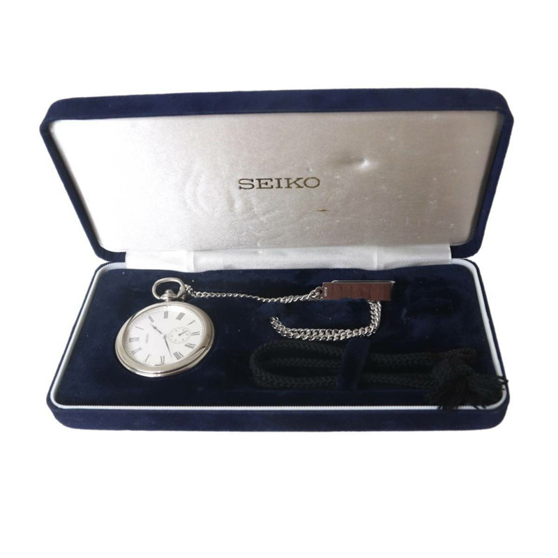 精工 JAL 合作款懷錶，925 銀，7N07-9010，搭配鍊式錶帶（銀色印記）-0