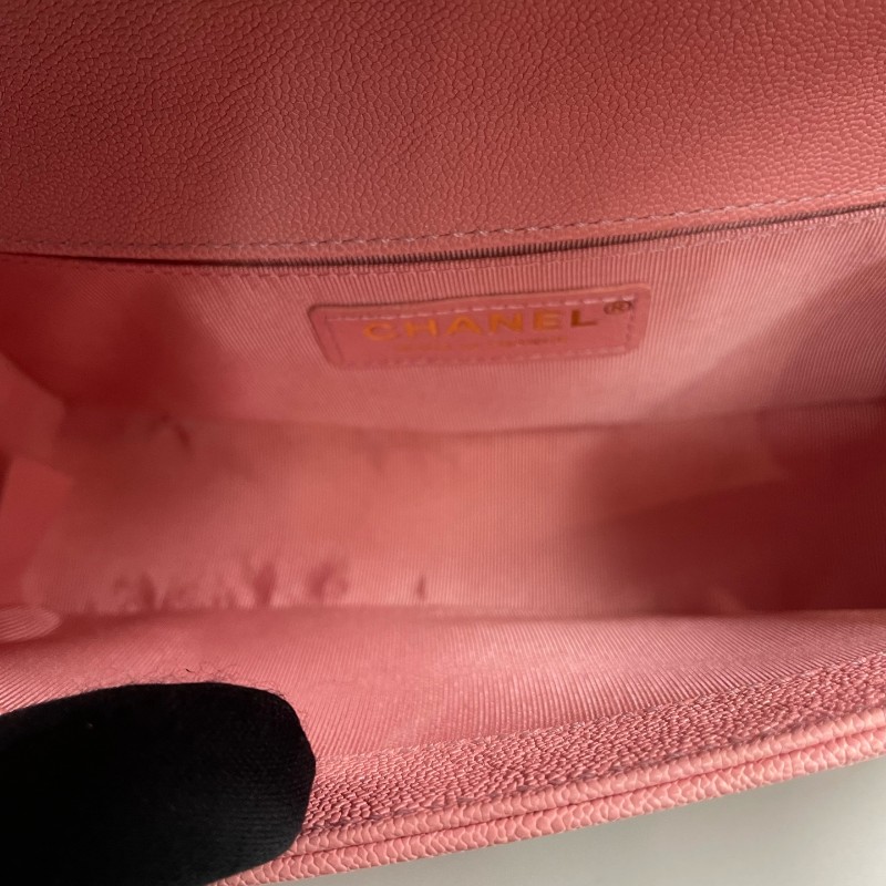 Chanel 粉色荔枝牛皮金扣小號Leboy鏈條包 肩背包斜背包-7