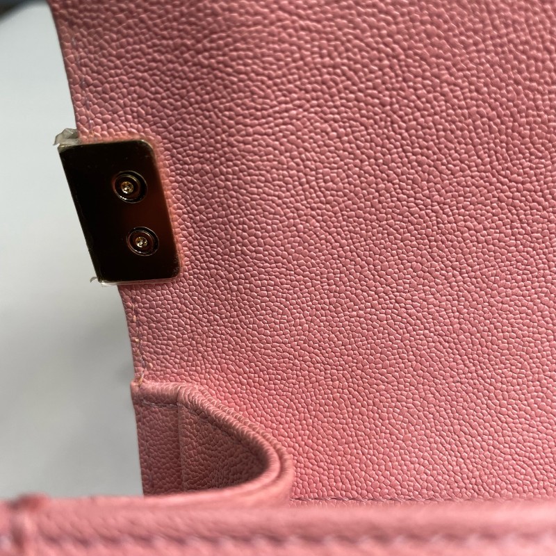 Chanel 粉色荔枝牛皮金扣小號Leboy鏈條包 肩背包斜背包-20