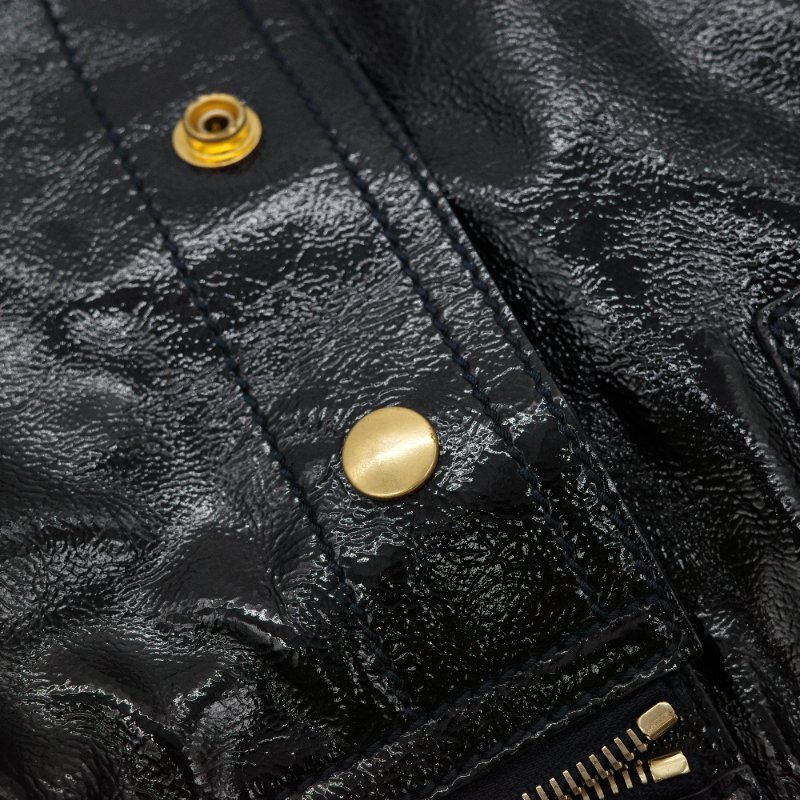 Saint Laurent 聖羅蘭 Downtown 黑色漆皮 拉鍊造型 復古 手提包 單肩包 托特包 旅行包-3