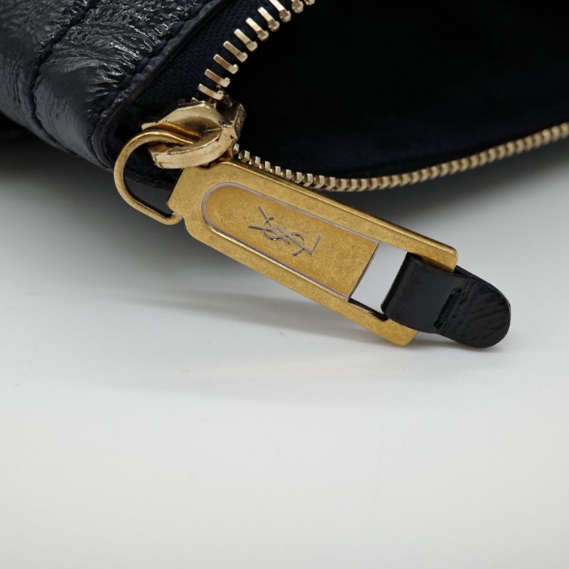 Saint Laurent 聖羅蘭 Downtown 黑色漆皮 拉鍊造型 復古 手提包 單肩包 托特包 旅行包-5