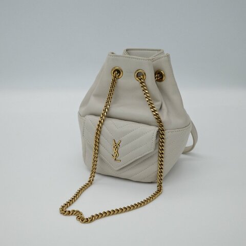 SAINT LAURENT 聖羅蘭 JOE 經典Logo  小羊皮 水桶袋 單肩斜背袋