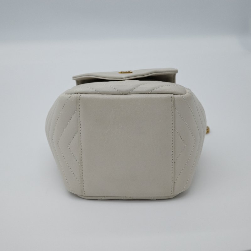 Saint Laurent 聖羅蘭 JOE 經典Logo 米色  小羊皮 水桶袋 單肩包 斜背包 鍊條包-4