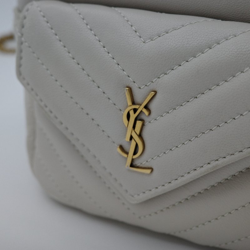 Saint Laurent 聖羅蘭 JOE 經典Logo 米色  小羊皮 水桶袋 單肩包 斜背包 鍊條包-5