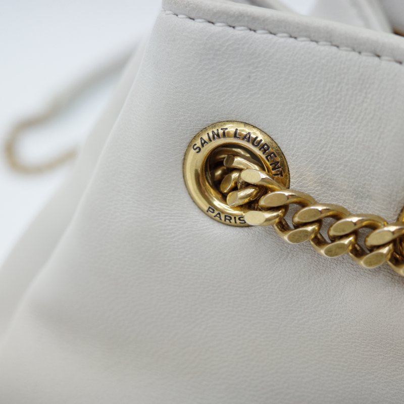 Saint Laurent 聖羅蘭 JOE 經典Logo 米色  小羊皮 水桶袋 單肩包 斜背包 鍊條包-8