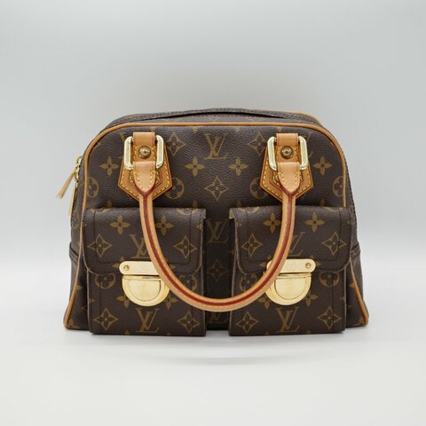 LOUIS VUITTON 路易威登 MANHATTAN 曼哈頓 經典花紋 圓扣 棕色老花 手提包