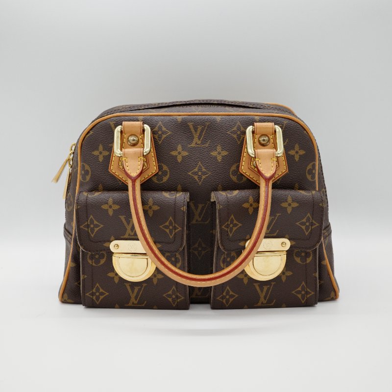 Louis Vuitton 路易威登 Manhattan 曼哈頓 棕色花紋 金釦 手提包 M40026-0