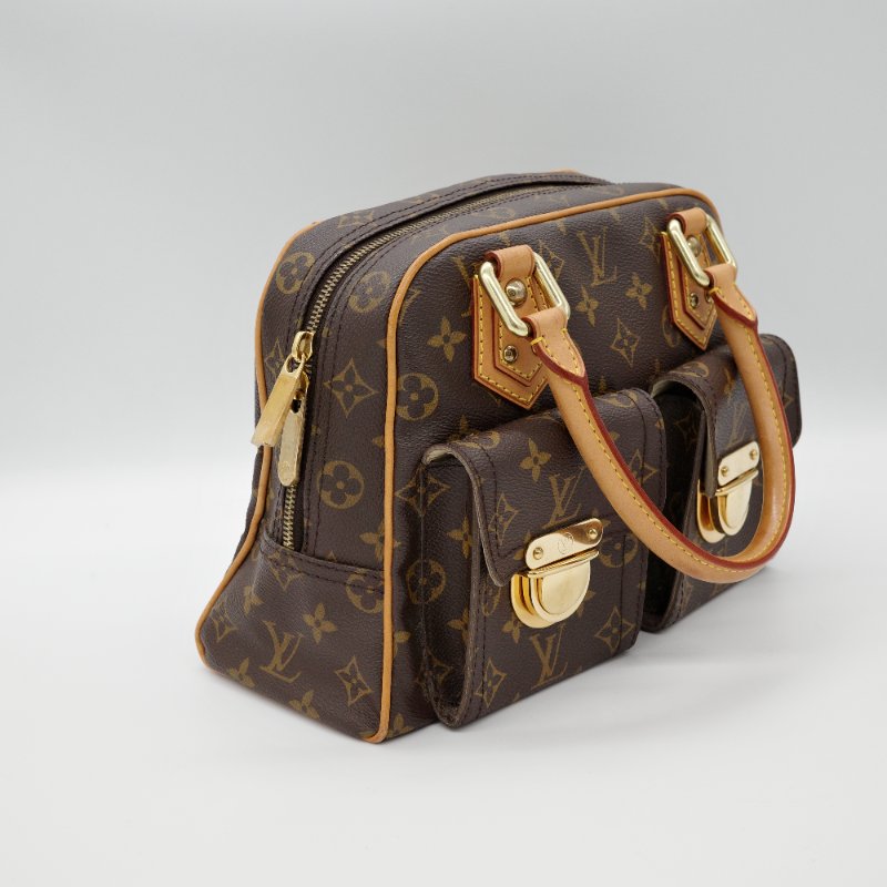 Louis Vuitton 路易威登 Manhattan 曼哈頓 棕色花紋 金釦 手提包 M40026-3