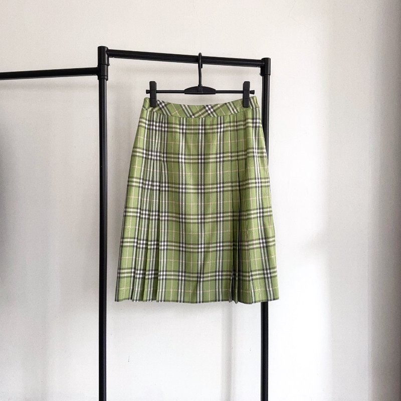 Burberry Blue Label 蘋果綠中長裙｜二手狀況優良-0
