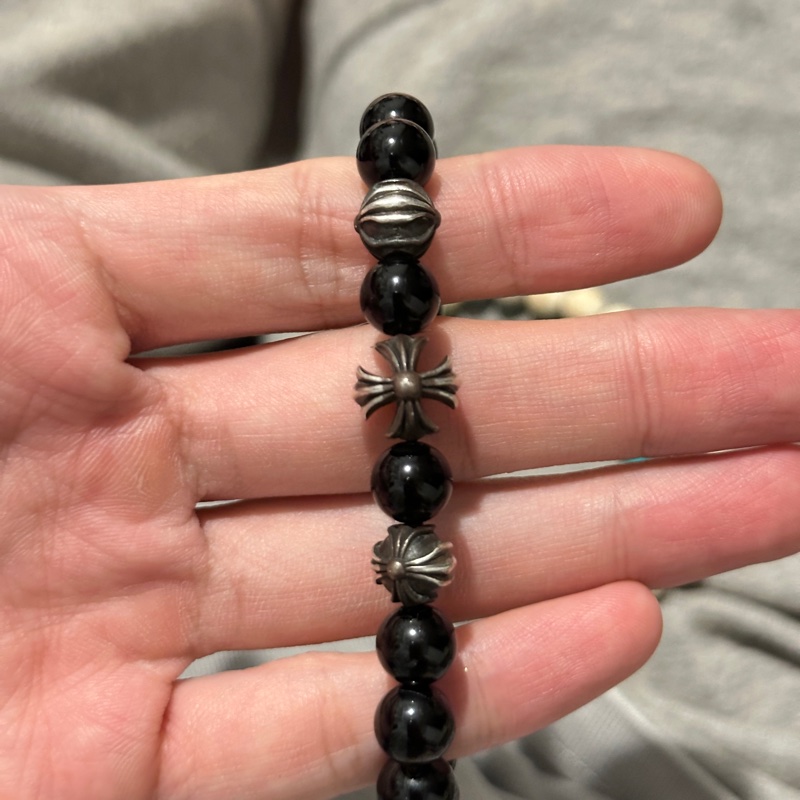 克羅心 Chrome hearts 4銀珠 8mm 黑瑪瑙 黑曜石 手串 手環 珠珠 串珠 保證正品-2