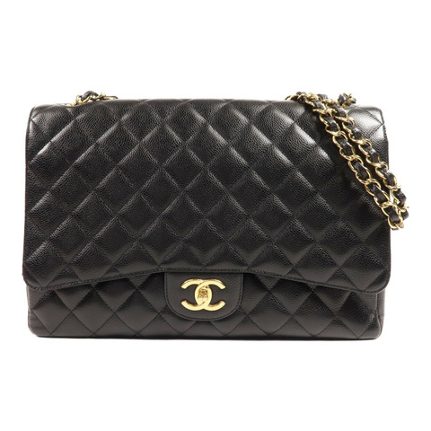 CHANEL 牛皮皮革Maxi Classic金扣鏈帶肩背袋