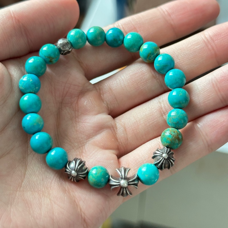 克羅心 Chrome hearts 4銀珠 綠松石 手串 串珠 手環 珠珠-0