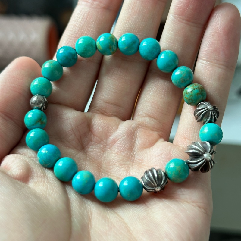 克羅心 Chrome hearts 4銀珠 綠松石 手串 串珠 手環 珠珠-1