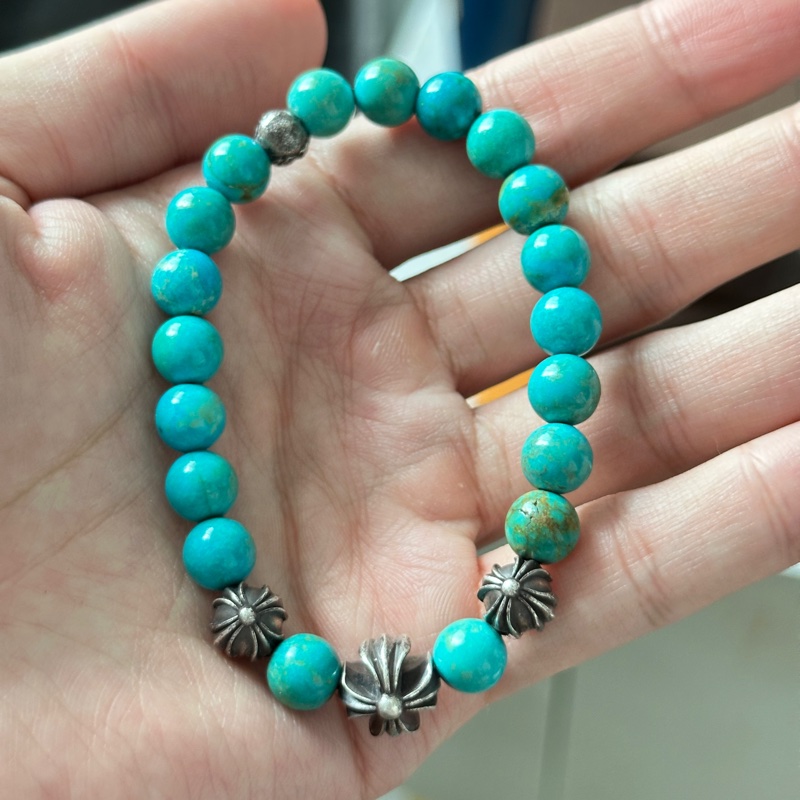 克羅心 Chrome hearts 4銀珠 綠松石 手串 串珠 手環 珠珠-2
