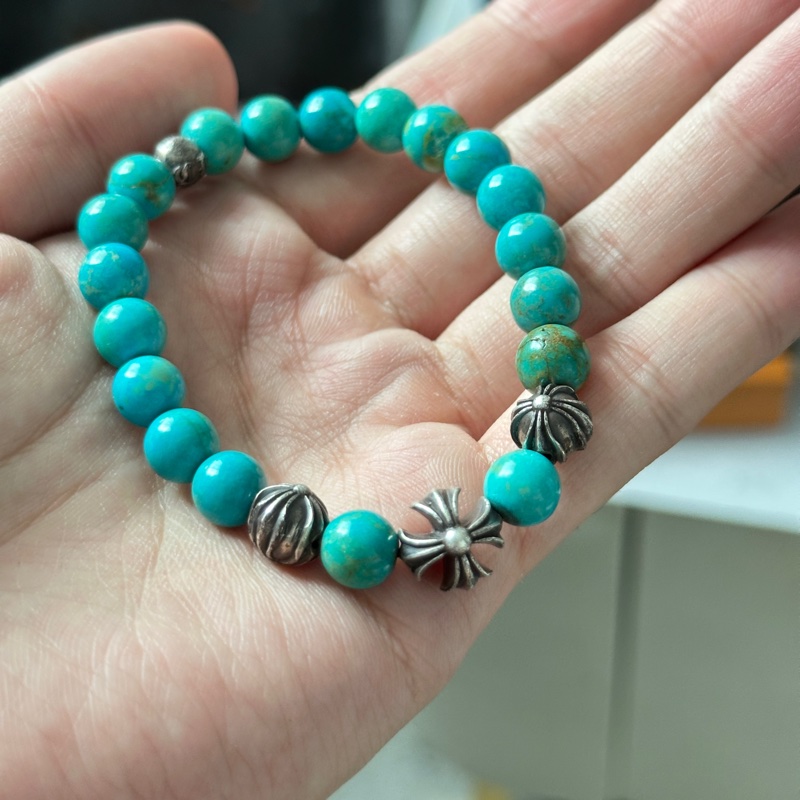 克羅心 Chrome hearts 4銀珠 綠松石 手串 串珠 手環 珠珠-3