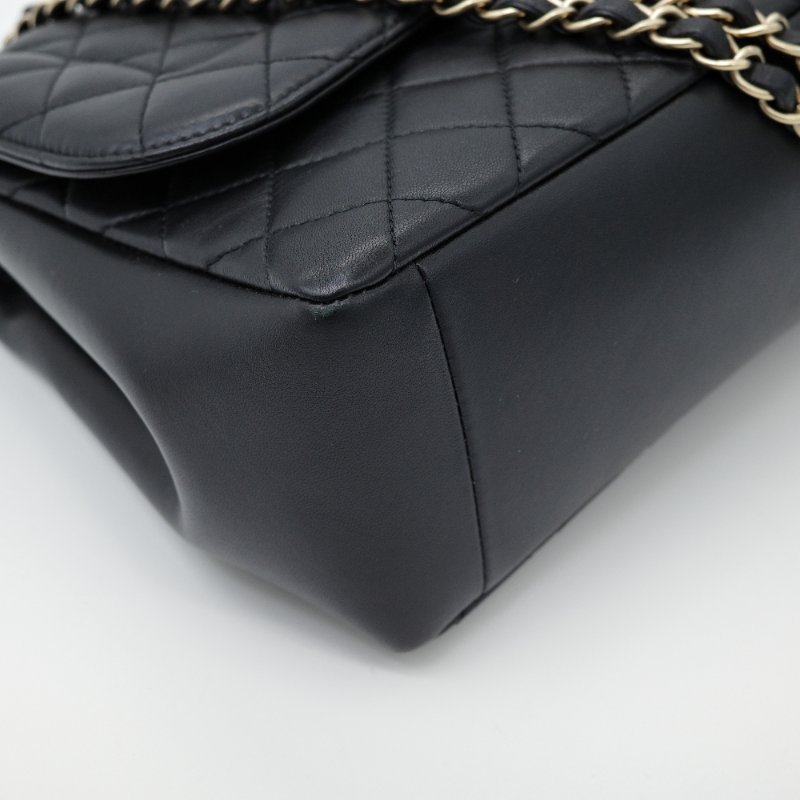 【CP 精選🌟小編推薦】Chanel 香奈兒 Classic Flap 30cm 戴妃系列 黑色 小牛皮 淡金扣 鏈條包 斜挎包 單肩包-7