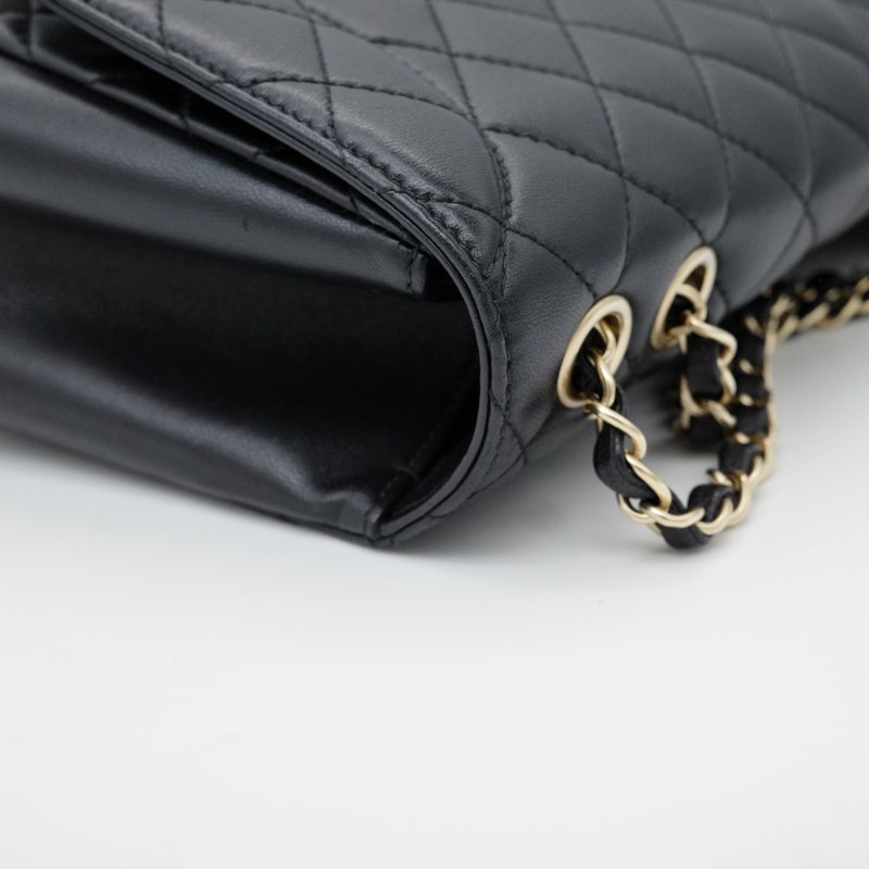 【CP 精選🌟小編推薦】Chanel 香奈兒 Classic Flap 30cm 戴妃系列 黑色 小牛皮 淡金扣 鏈條包 斜挎包 單肩包-8