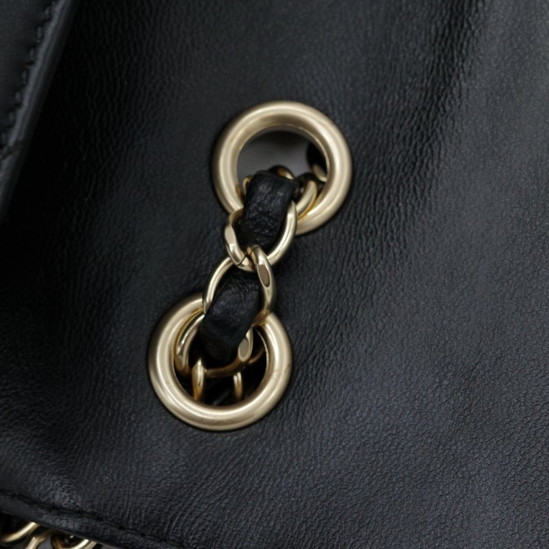 【CP 精選🌟小編推薦】Chanel 香奈兒 Classic Flap 30cm 戴妃系列 黑色 小牛皮 淡金扣 鏈條包 斜挎包 單肩包-12