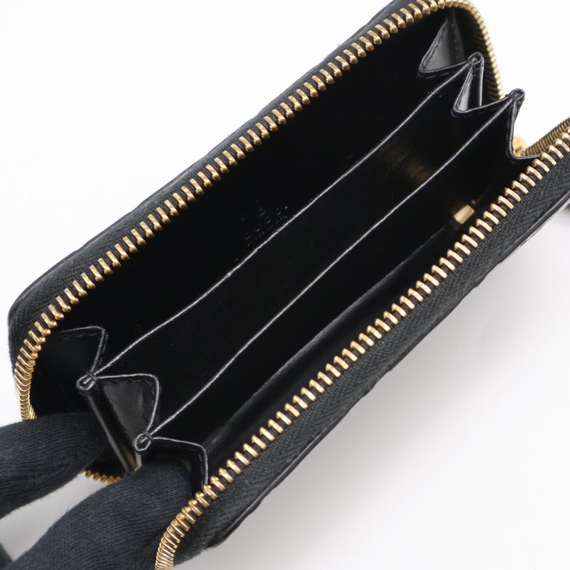 GUCCI 壓紋老花拉鍊卡包 - 黑-2