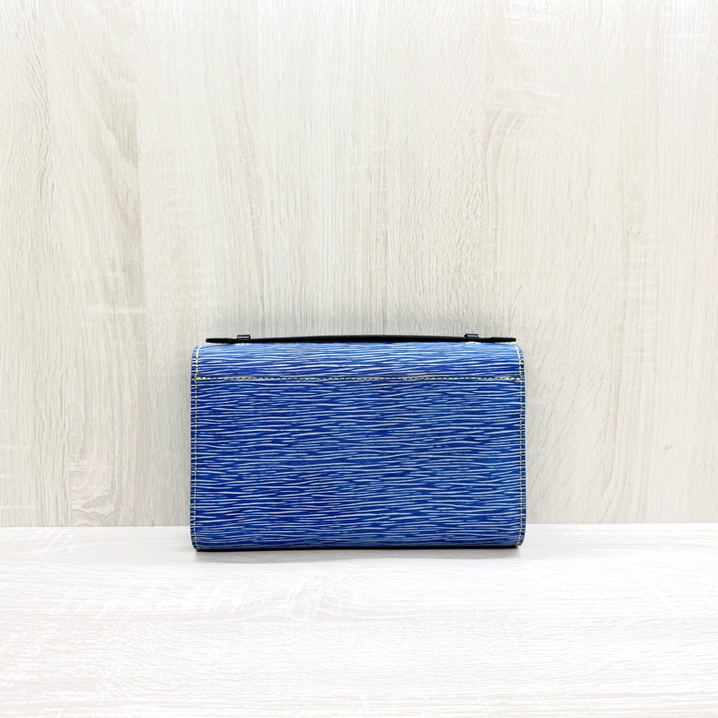 LV藍拼黑EPI牛皮Clery下蓋手提側背包M54539-1