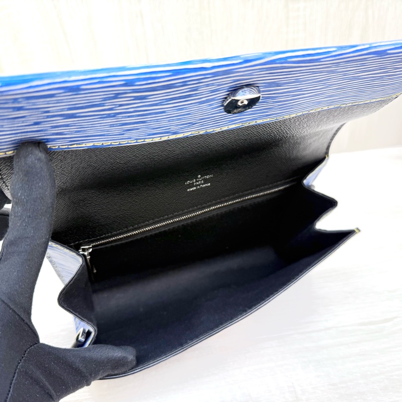 LV藍拼黑EPI牛皮Clery下蓋手提側背包M54539-13
