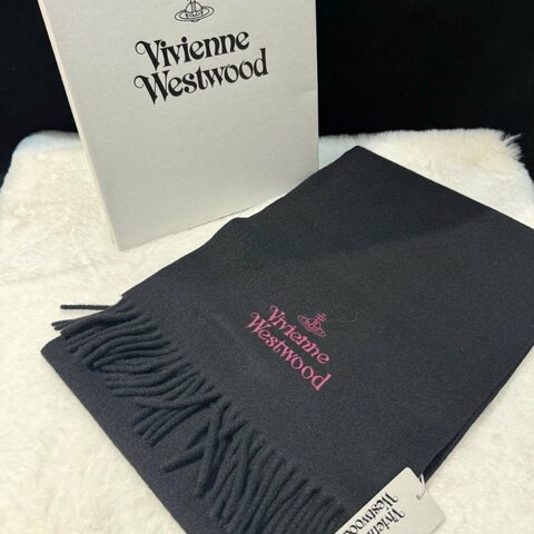Vivienne Westwood EMB Logo Scarf In Black / Viola