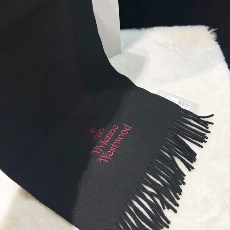 Vivienne Westwood EMB Logo Scarf In Black / Viola-1