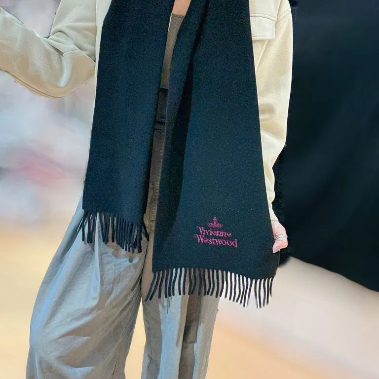 Vivienne Westwood EMB Logo Scarf In Black / Viola-3