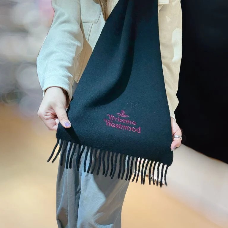Vivienne Westwood EMB Logo Scarf In Black / Viola-4