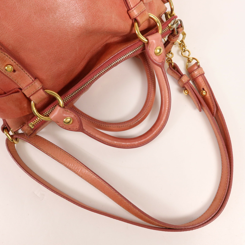Miu Miu 牛皮皮革2 Way Shoulder金扣手挽肩背兩用袋-4