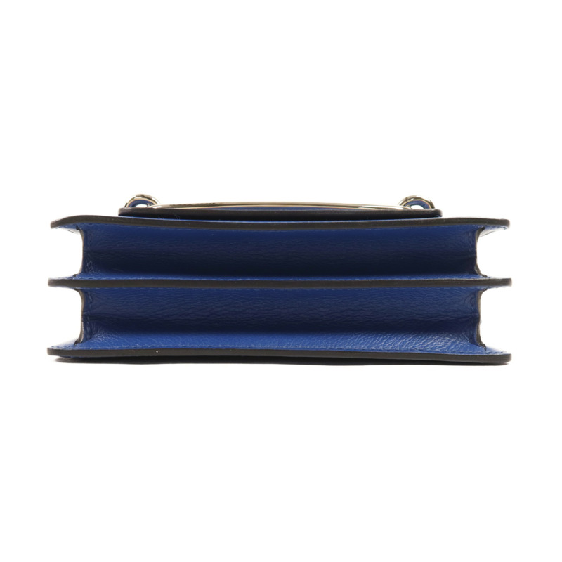 HERMES Evercolour皮革Roulis Mini銀扣肩背袋Blue Zellige-3