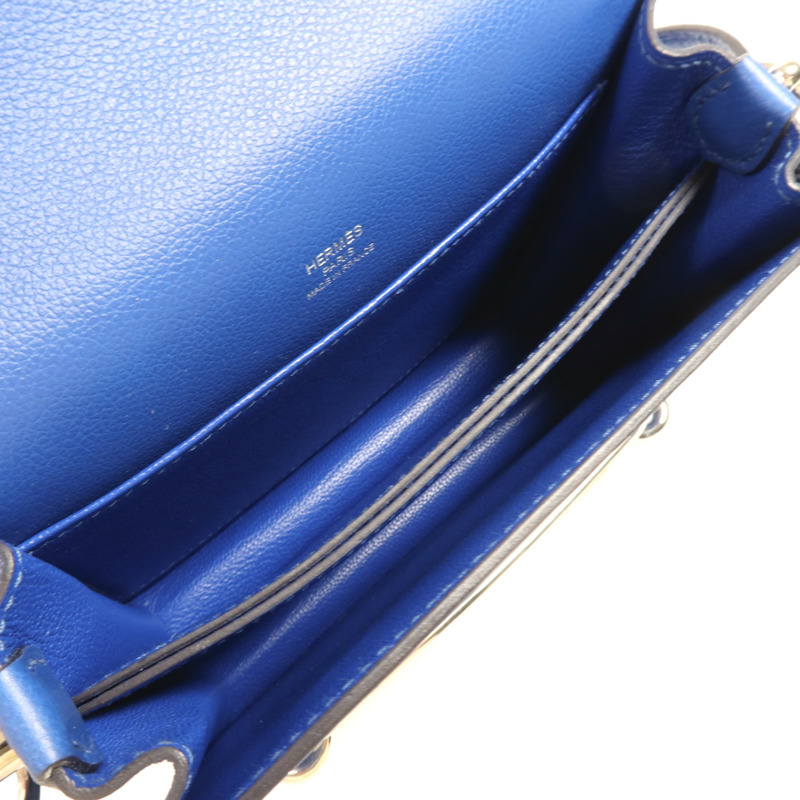 HERMES Evercolour皮革Roulis Mini銀扣肩背袋Blue Zellige-4