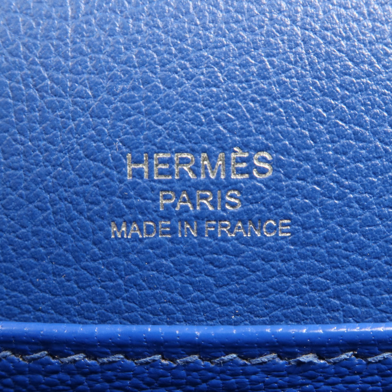 HERMES Evercolour皮革Roulis Mini銀扣肩背袋Blue Zellige-5