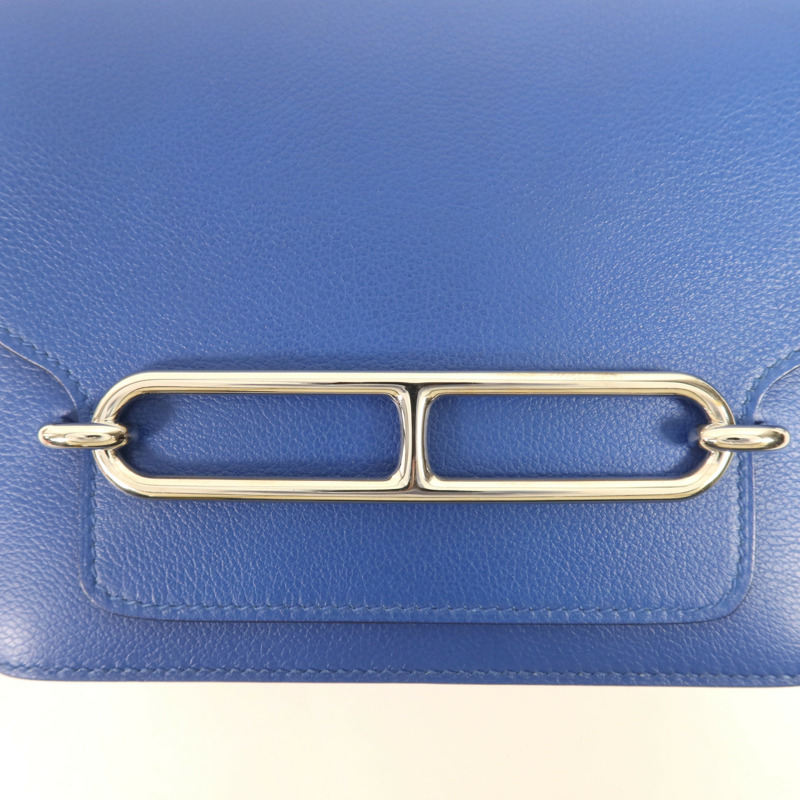 HERMES Evercolour皮革Roulis Mini銀扣肩背袋Blue Zellige-7