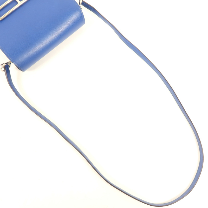 HERMES Evercolour皮革Roulis Mini銀扣肩背袋Blue Zellige-8