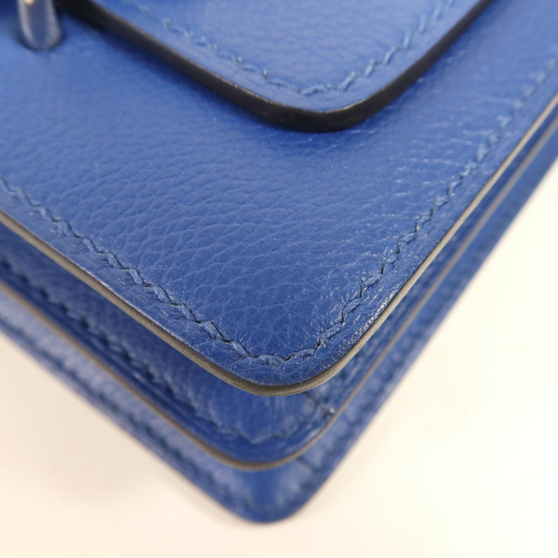 HERMES Evercolour皮革Roulis Mini銀扣肩背袋Blue Zellige-10