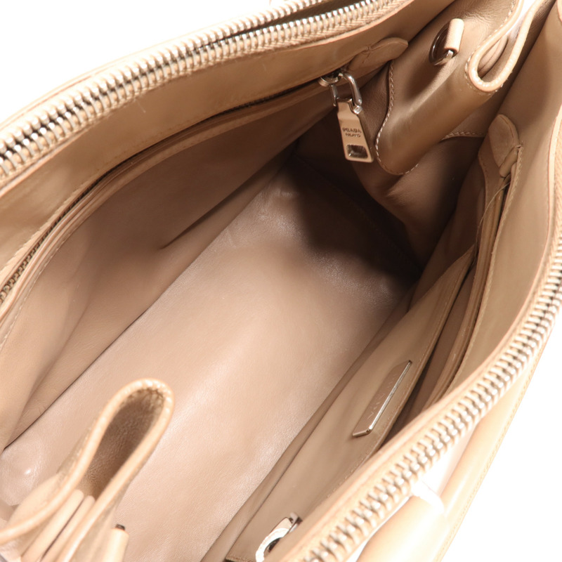 PRADA 牛皮皮革2 Way Shoulder銀扣手挽肩背兩用袋-9